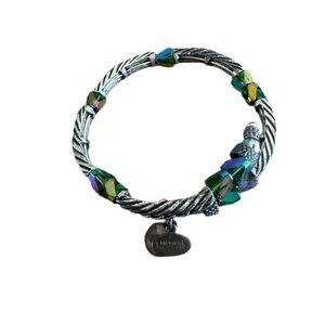 Alex and Ani Silver Bracelet with Iridescent Multicolor Beads